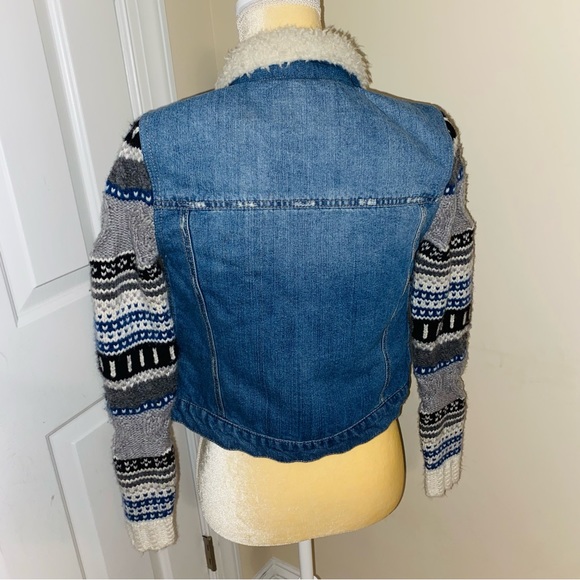 🎉3xHP🎉 Rachel Roy Shearling Denim Jacket Sweater Sleeves XS - Picture 6 of 9